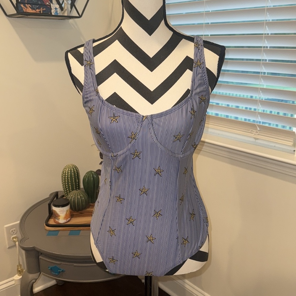 ModCloth the Brandy Underwire One-Piece Star Print Swimsuit XL